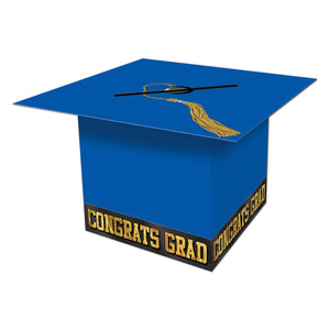 Grad Cap Graduation Party Card Box - blue - Bulk 6 Pack