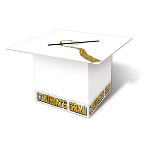 Grad Cap Graduation Party Card Box - white - Bulk 6 Pack