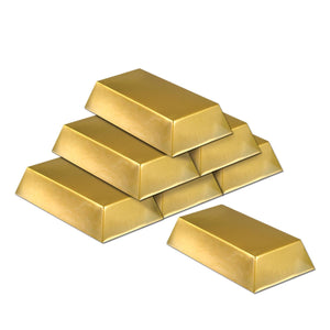 Plastic Gold Bar Decorations - Bulk/72 Gold Bars