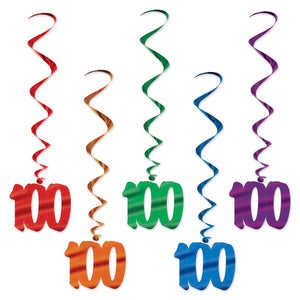 100th Birthday Party Whirls - Asst colors - Bulk/30 Whirls