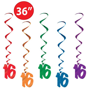 Birthday Party Supplies - '16' Whirls