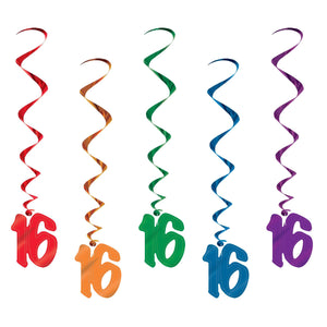 16th Birthday Party Whirls Asst Colors - Bulk/30 Whirls