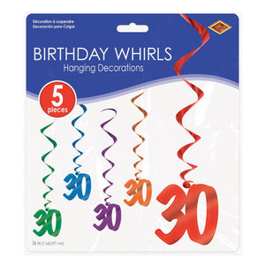 Birthday Party Supplies - '30' Whirls