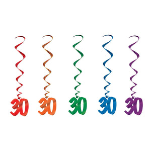 30th Birthday Party Whirls - Asst colors - Bulk/30 Whirls