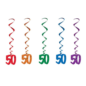 50th Birthday Party Whirls - Solid Multicolor - Bulk/30 Whirls