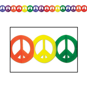 Peace Sign Party Garland - Bulk 12 Pack