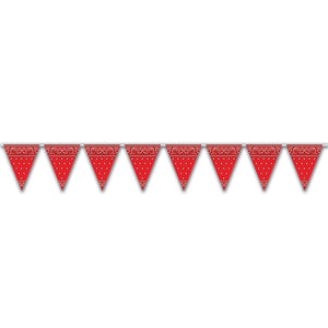 Red Bandana Party Pennant Banner - Bulk 12 Pack