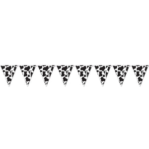 Cow Print Pennant Party Banner - Bulk 12 Pack