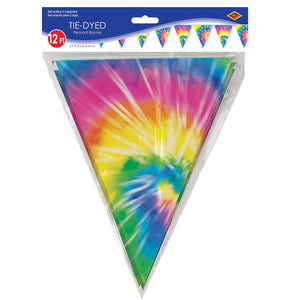 Tie-Dyed Pennant Banner (Case of 12) Sold in Bulk