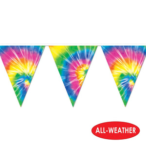 Tie-Dyed Pennant Banner (Case of 12) Sold in Bulk