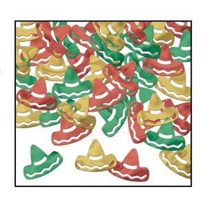 Fiesta Confetti Sombreros red - gold - green (1 Oz per Pack) - Bulk/12 Packs