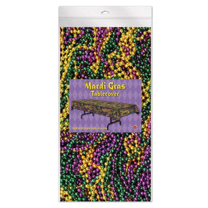 Bulk Mardi Gras Bead Necklaces Tablecover (Case of 12) by Beistle