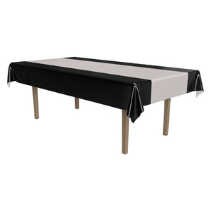 Black/Silver Party Tablecover - Bulk 12 Pack