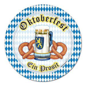 Oktoberfest Theme Paper Plates 9 inch - Bulk 96 Pack