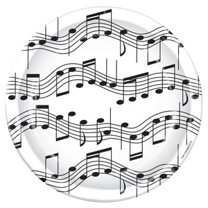 Musical Notes Party Paper Plates 9 inch - Bulk 96 Pack