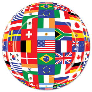 International Flag Party Paper Plates 9 inch - Bulk 96 Pack