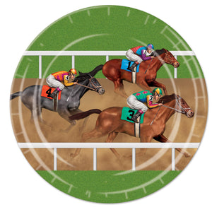 Horse Racing Theme Party Paper Plates 9 inch - Bulk 96 Pack