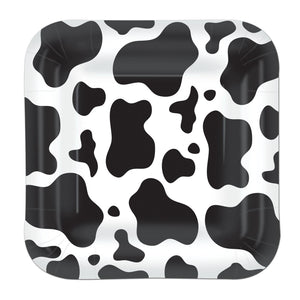 Cow Print Party Paper Plates 7 inch - Bulk 96 Pack