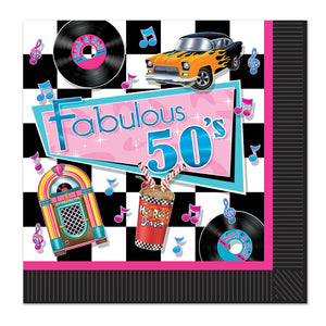 Fabulous 50's Party Luncheon Napkins - Bulk 192 Pack