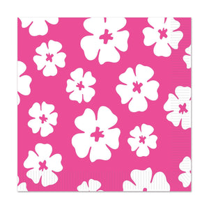 Luau Party Hibiscus Beverage Napkins - Bulk 192 Pack