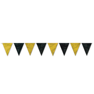 Black/Gold Party Pennant Banner - Bulk 12 Pack