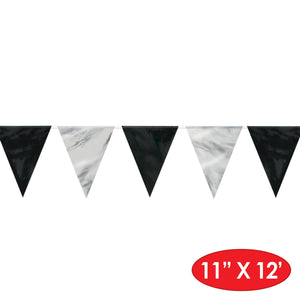 Black & Silver Pennant Banner