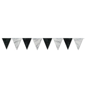 Black/Silver Party Pennant Banner - Bulk 12 Pack