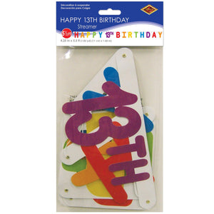 Happy 13th Birthday Streamer, party supplies, decorations, The Beistle Company, Birthday-AgeSpecific, Bulk, Birthday Party Supplies, Birthday Decorations, Birthday Party Streamers