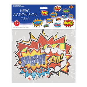 Bulk Hero Action Sign Cutouts (Case of 144) by Beistle