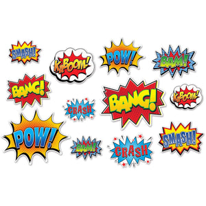 Hero Action Party Sign Cutouts - Bulk 144 Pack