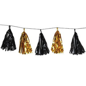 Bulk Black and Gold Metallic Tassel Garland (Case of 12) by Beistle