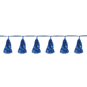 Metallic Party Tassel Garland - blue - Bulk 12 Pack