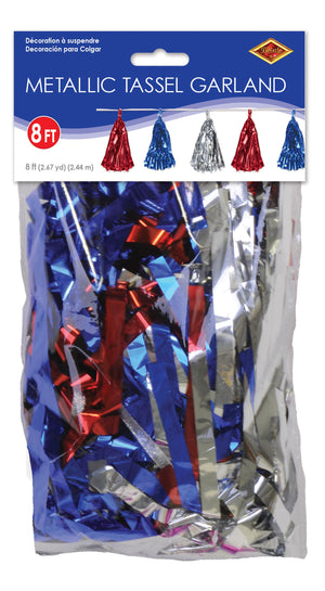 Bulk Metallic Tassel Garland Red/Silver/Blue (Case of 12) by Beistle