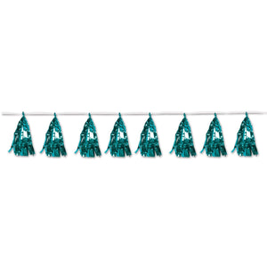 Metallic Party Tassel Garland - Turquoise - Bulk 12 Pack