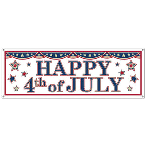 4th Of July Party Sign Banner - Bulk 12 Pack