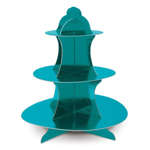 Metallic Party Cupcake Stand - Turquoise - Bulk 12 Pack