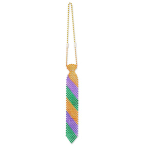 Mardi Gras Beaded Mardi Gras Tie - Bulk/12 Ties