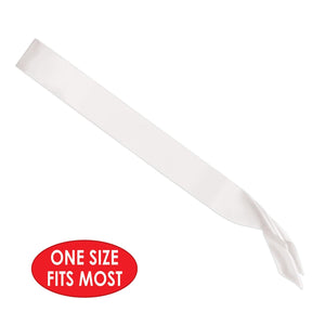 Bulk White Satin Sash 33 Inch (Case of 6) by Beistle