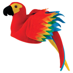 Luau Party Plush Parrot Hat - Bulk 6 Pack