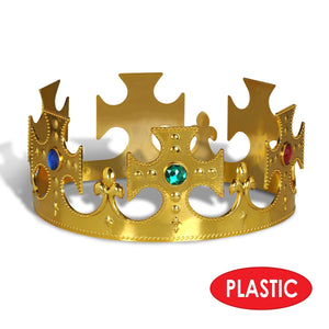 Bulk Plastic Jeweled King's Crown gold (Case of 12) by Beistle