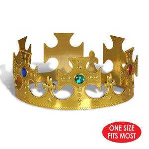 Bulk Plastic Jeweled King's Crown gold (Case of 12) by Beistle