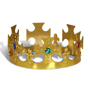 Plastic Jeweled King's Gold Crown - Bulk 12 Pack