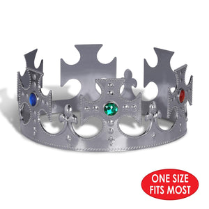 Plastic Jeweled King's Crown - silver