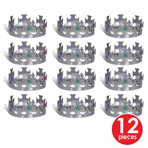 Plastic Jeweled King's Crown - silver