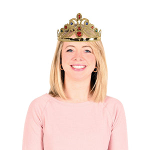 Plastic Jeweled Queen's Tiara - gold