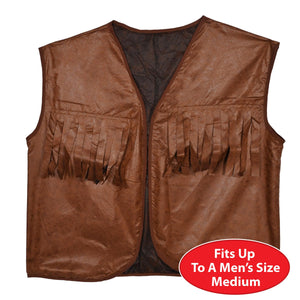 Bulk Faux Brown Leather Cowboy Vest with Fringe (Case of 4) by Beistle