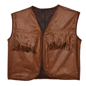 Faux Brown Leather Cowboy Vest with Fringe - Bulk/4 Vests