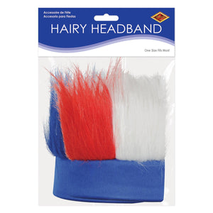 Hairy Headband, red, white, blue 