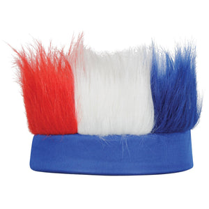 Hairy Headband - red - white - blue - Bulk 12 Pack