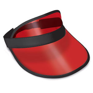 Clear Red Plastic Dealer's Visor - Bulk 12 Pack